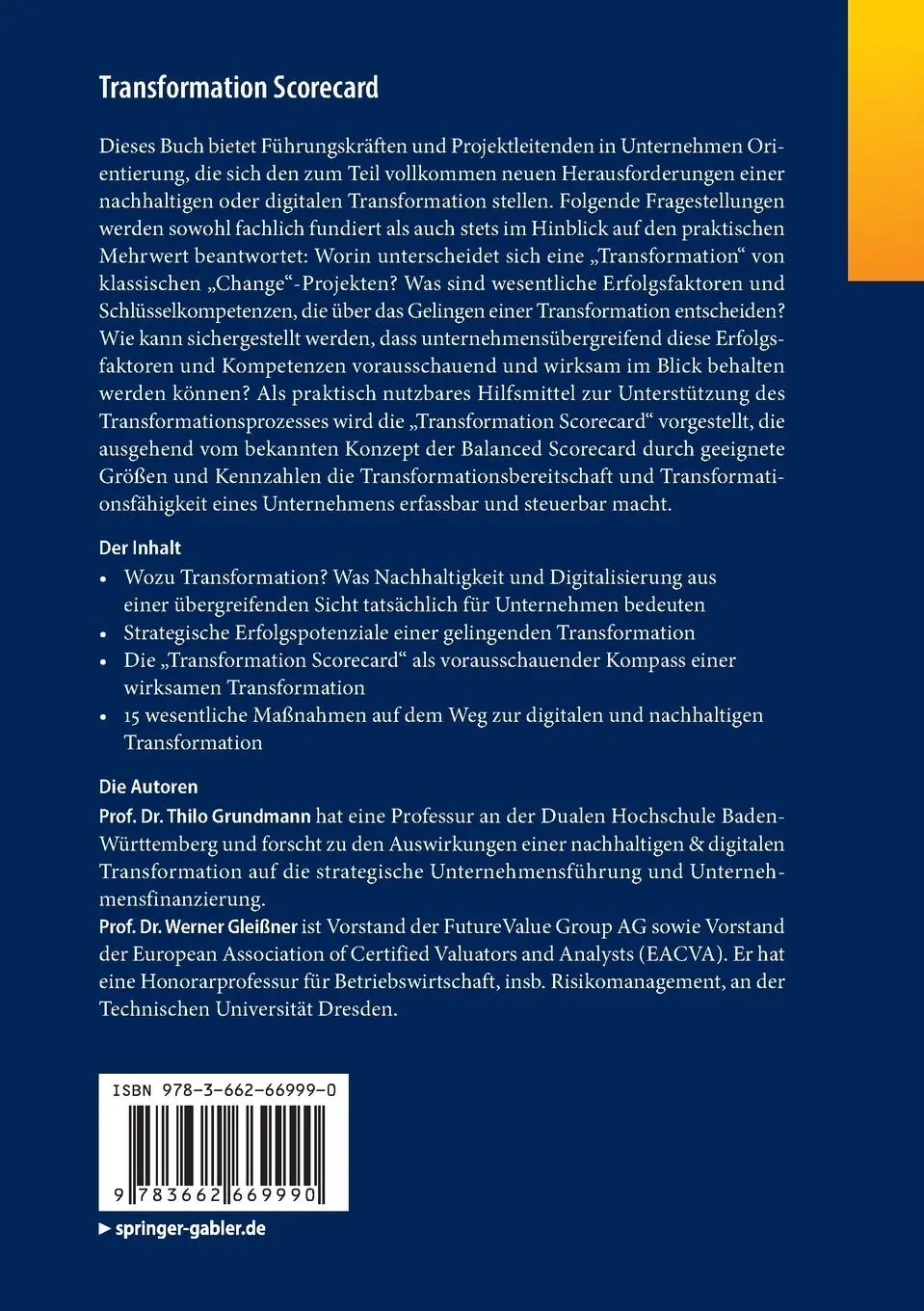 Rückseite: 9783662669990 | Transformation Scorecard | Werner Gleißner (u. a.) | Taschenbuch | vii