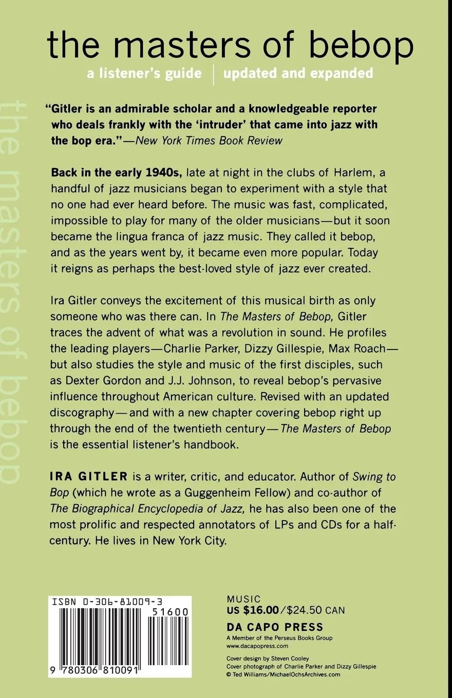 Rückseite: 9780306810091 | Masters of Bebop | A Listener's Guide | Ira Gitler | Taschenbuch