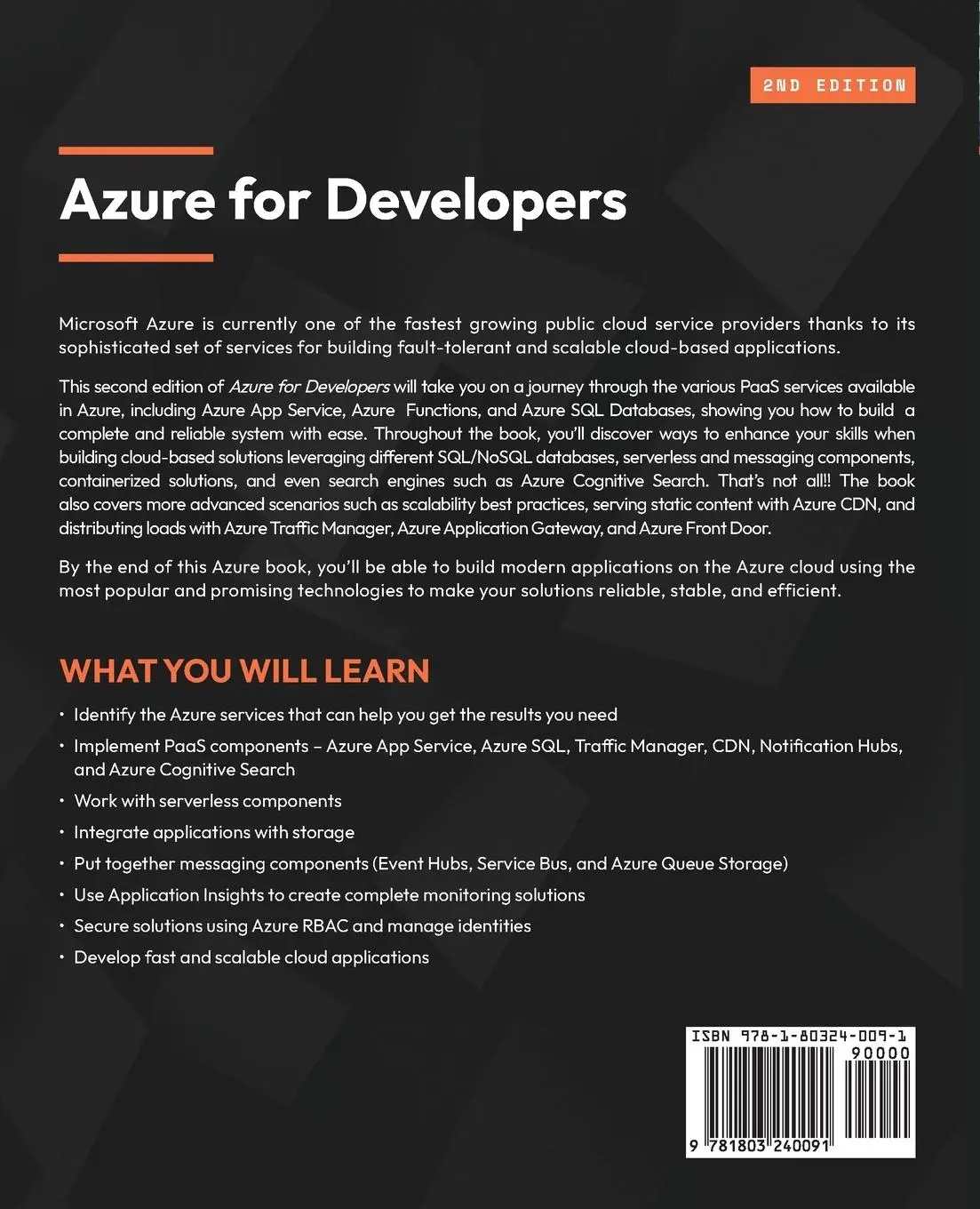 Rückseite: 9781803240091 | Azure for Developers - Second Edition | Kamil Mrzyg¿ód | Taschenbuch