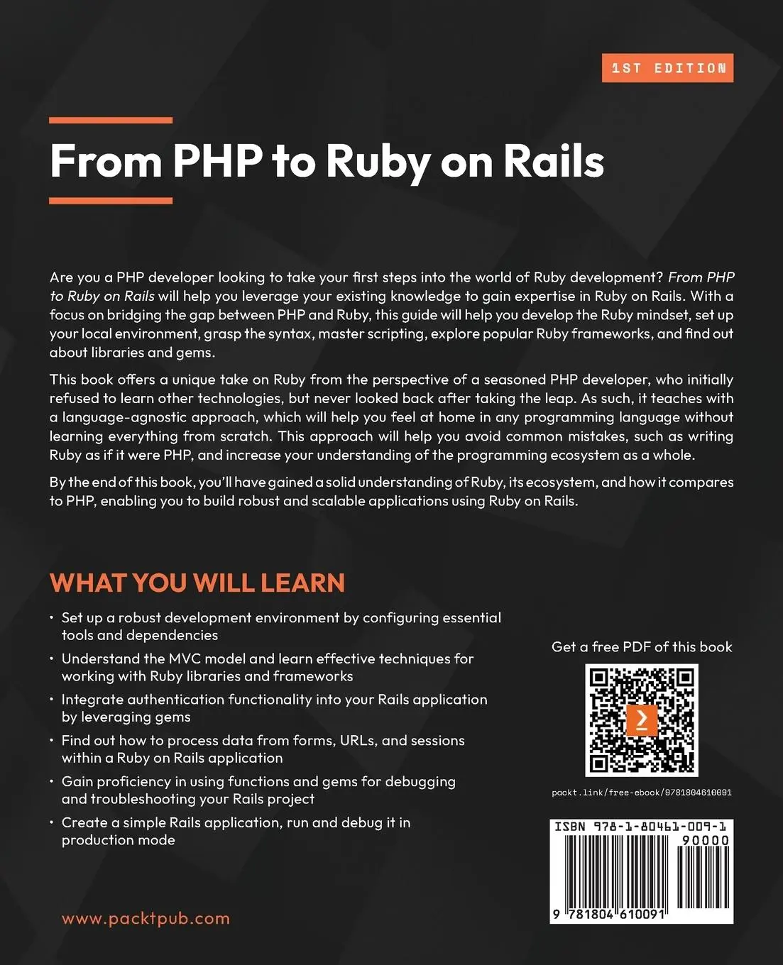 Rückseite: 9781804610091 | From PHP to Ruby on Rails | Bernard Pineda | Taschenbuch | Englisch