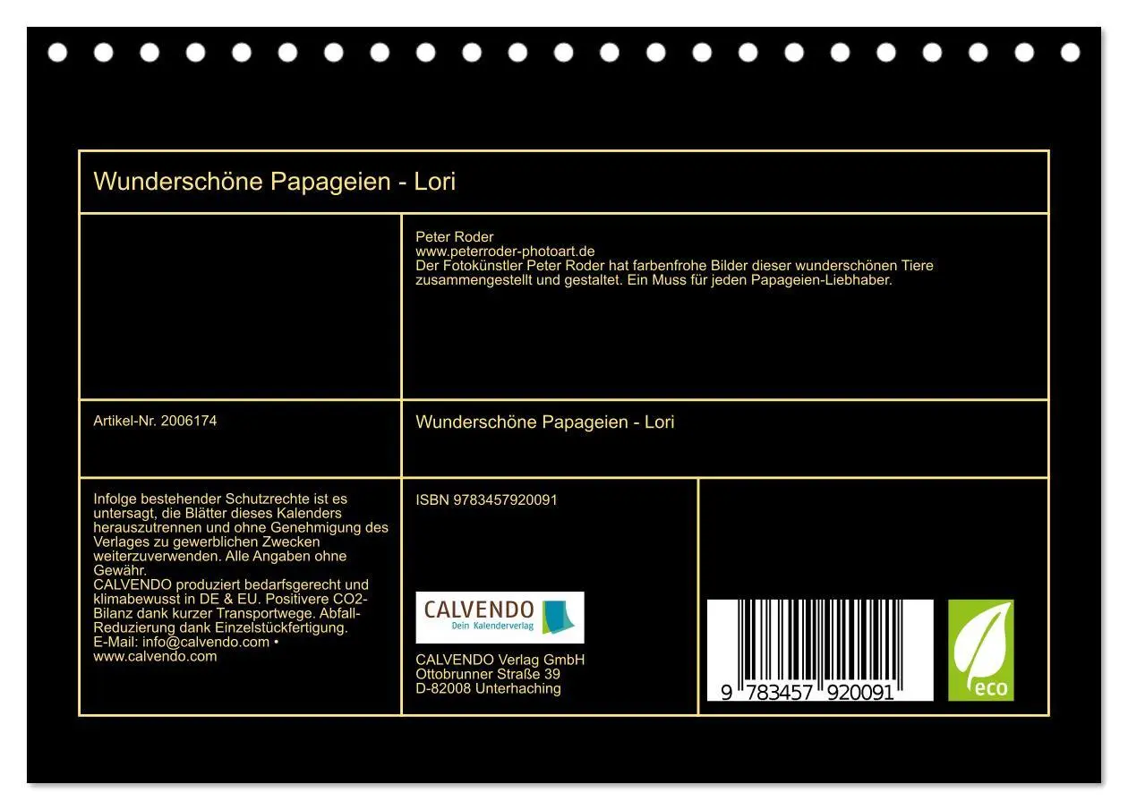Bild: 9783457920091 | Wunderschöne Papageien - Lori (Tischkalender 2026 DIN A5 quer),...