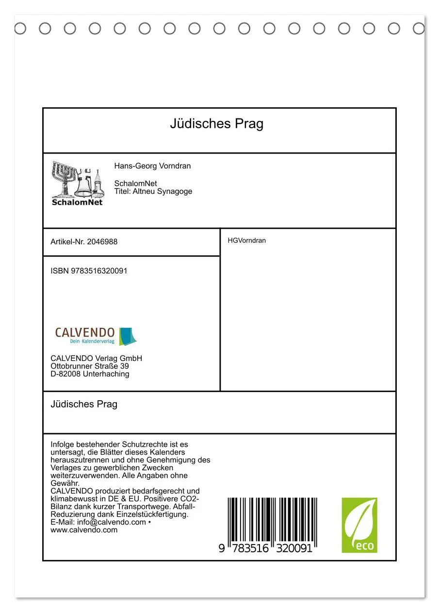 Bild: 9783516320091 | Jüdisches Prag (Tischkalender 2026 DIN A5 hoch), CALVENDO...