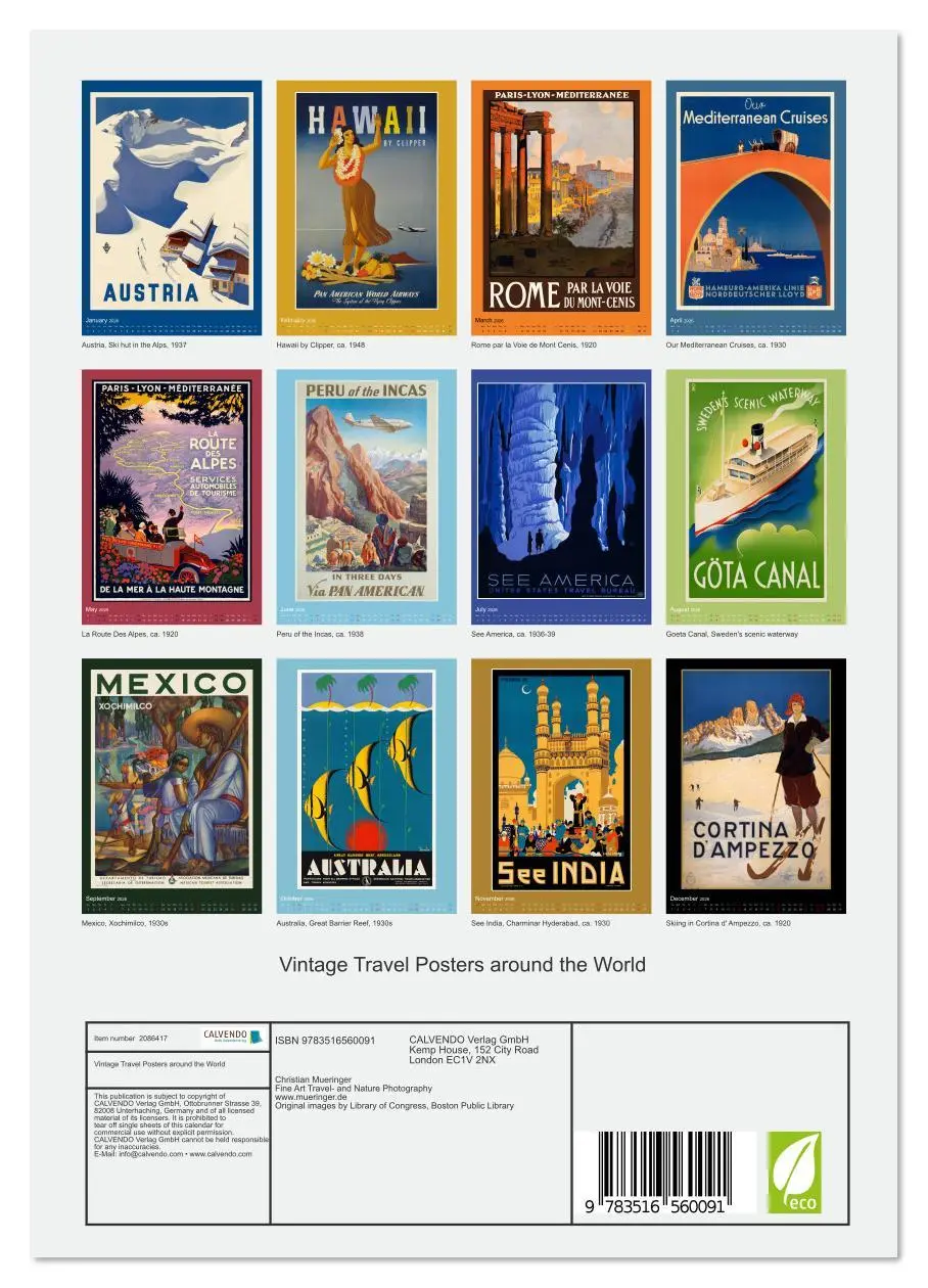 Bild: 9783516560091 | Vintage Travel Posters around the World (Wall Calendar 2026 DIN A4...