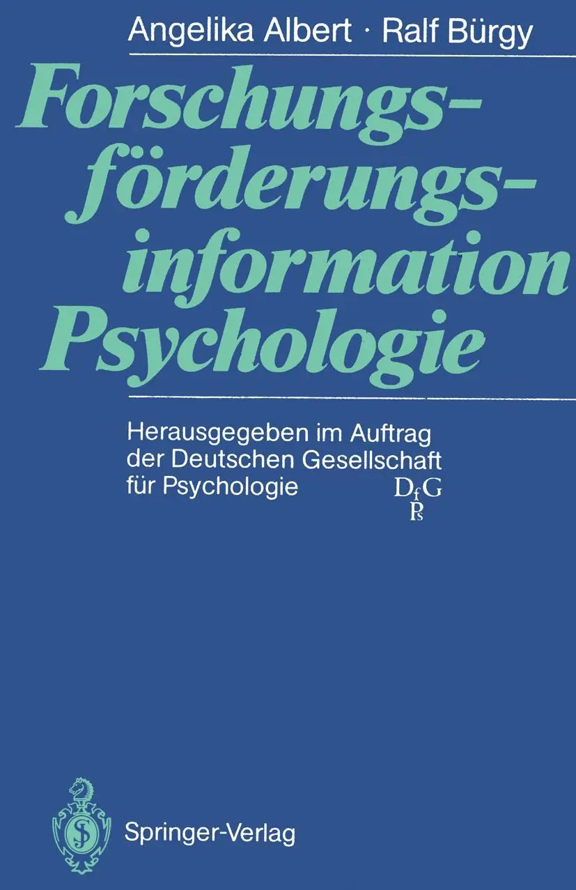Cover: 9783540530091 | Forschungsförderungsinformation Psychologie | Ralf Bürgy (u. a.) | xii