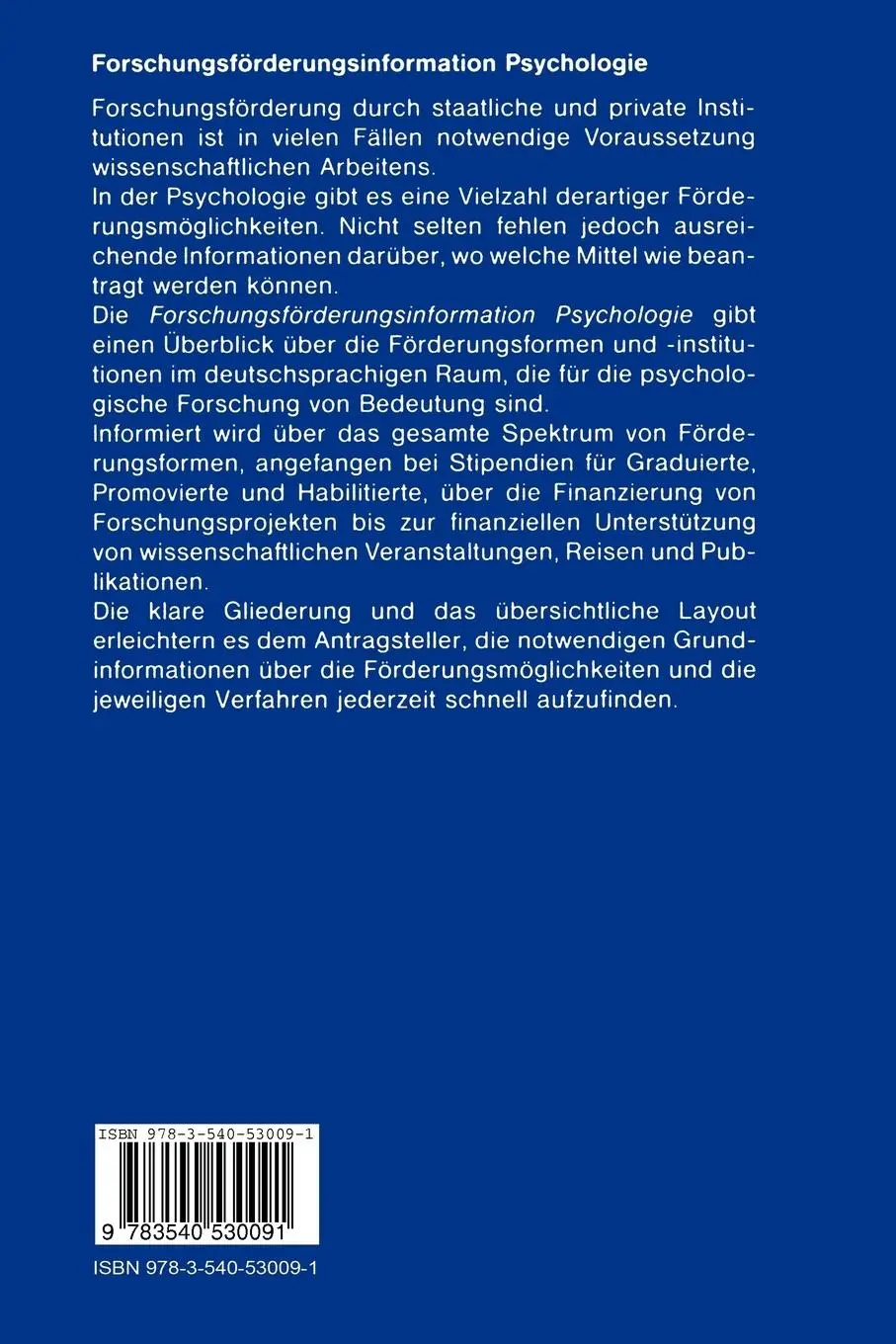 Rückseite: 9783540530091 | Forschungsförderungsinformation Psychologie | Ralf Bürgy (u. a.) | xii
