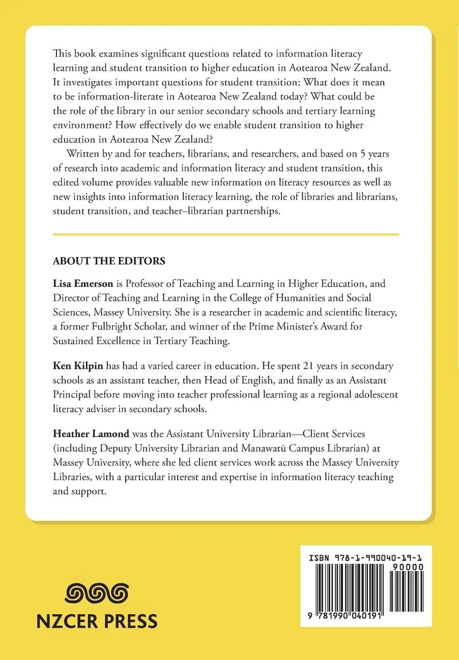 Rückseite: 9781990040191 | Literacy across the divide: Information literacy as the key to...