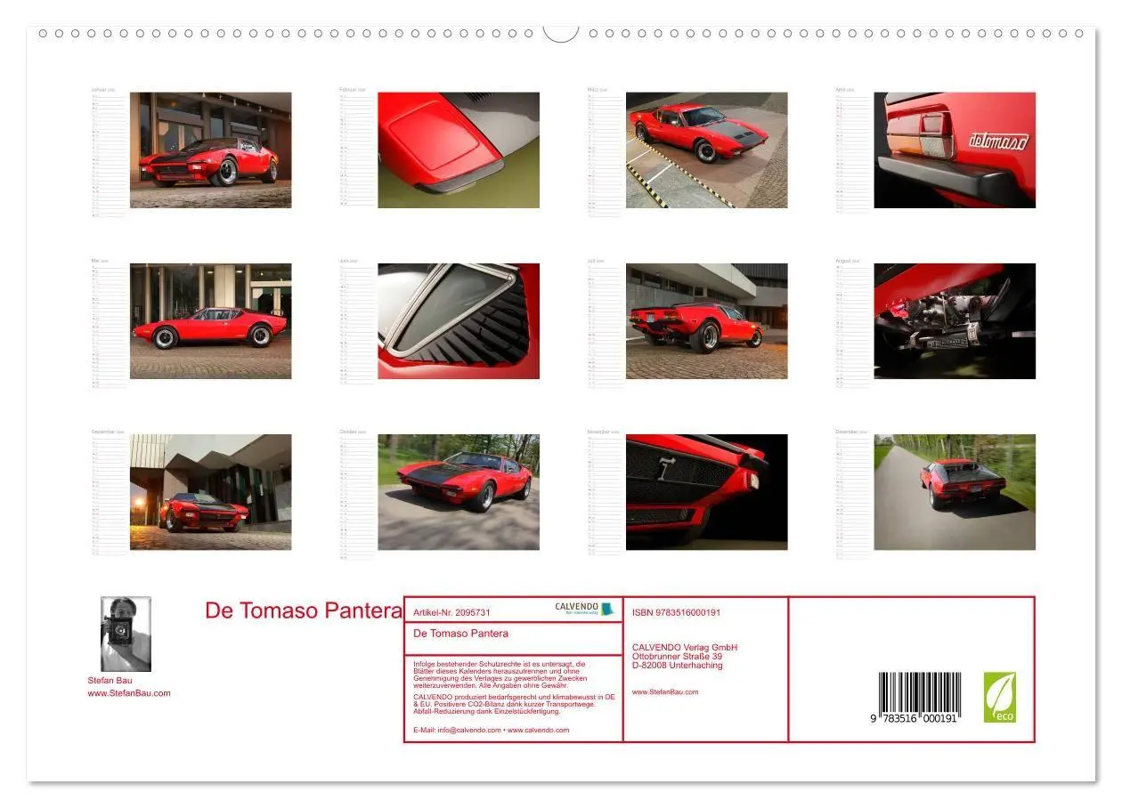 Bild: 9783516000191 | De Tomaso Pantera (hochwertiger Premium Wandkalender 2026 DIN A2...