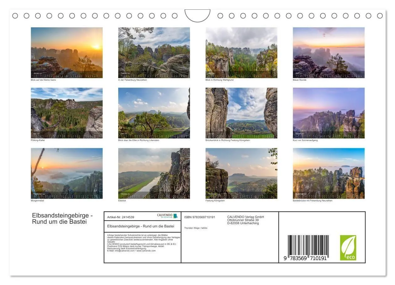 Bild: 9783569710191 | Elbsandsteingebirge - Rund um die Bastei (Wandkalender 2027 DIN A4...
