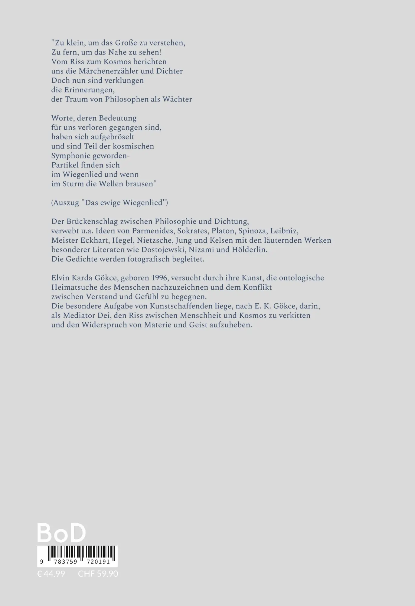 Rückseite: 9783759720191 | Zwischen Wurm und Weltenall | Metaphysische Dichtungen | Gökce | Buch