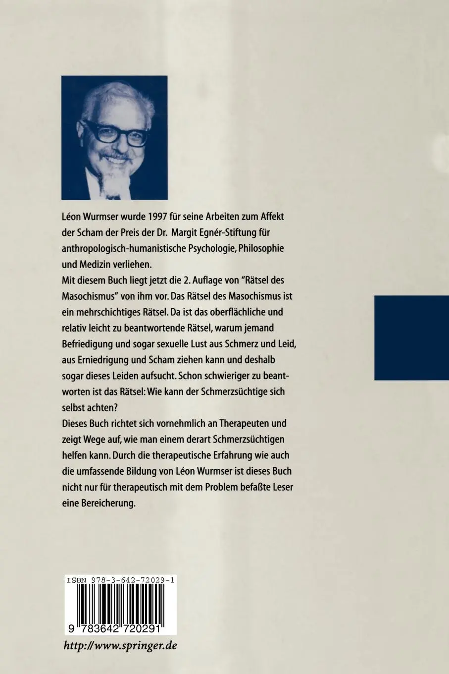 Rückseite: 9783642720291 | Das Rätsel des Masochismus | Leon Wurmser | Taschenbuch | xxi | 2012