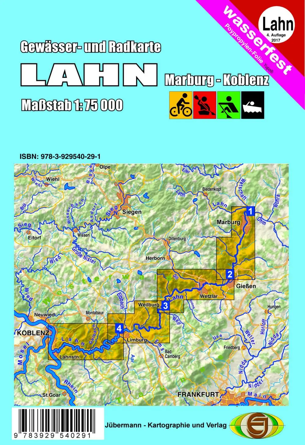 Cover: 9783929540291 | Gewässerkarte Lahn 1:75 000 | Erhard Jübermann | (Land-)Karte | 8 S.