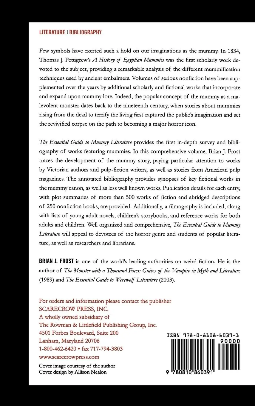 Rückseite: 9780810860391 | The Essential Guide to Mummy Literature | Brian J. Frost | Buch | 2007