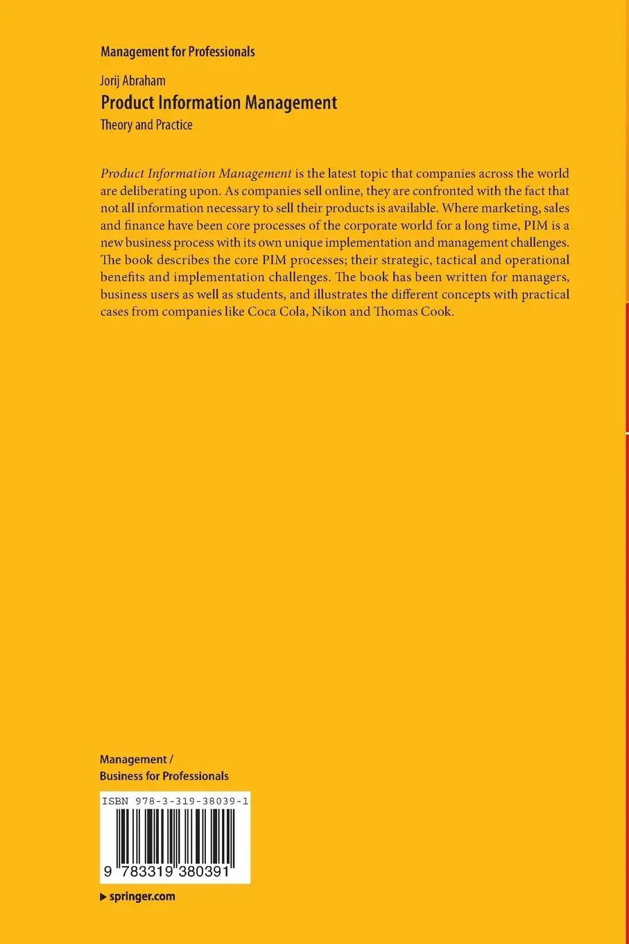 Rückseite: 9783319380391 | Product Information Management | Theory and Practice | Jorij Abraham