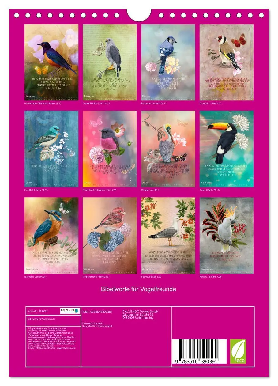Bild: 9783516390391 | Bibelworte für Vogelfreunde (Wandkalender 2026 DIN A4 hoch),...