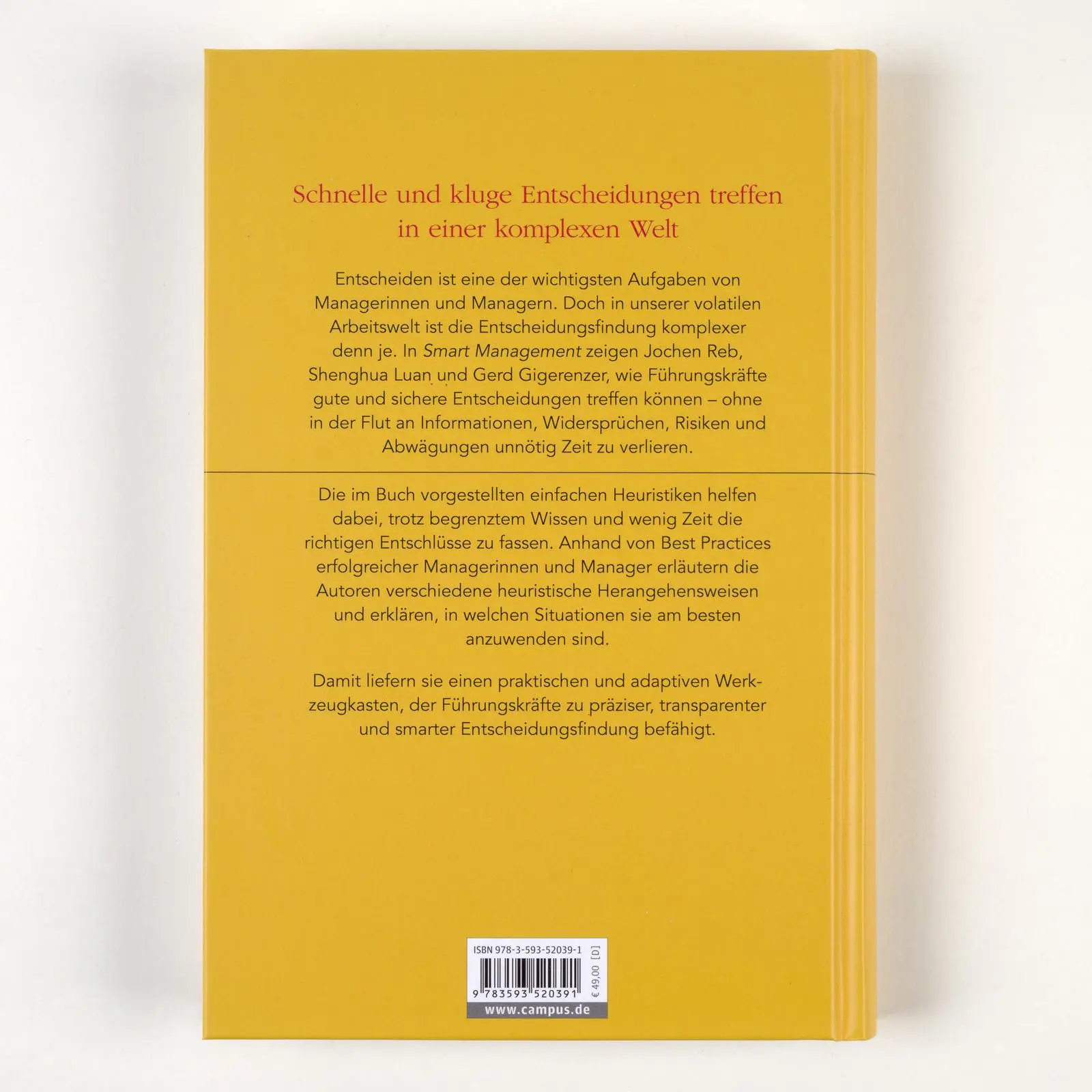 Rückseite: 9783593520391 | Smart Management | Gerd Gigerenzer (u. a.) | Buch | 300 S. | Deutsch