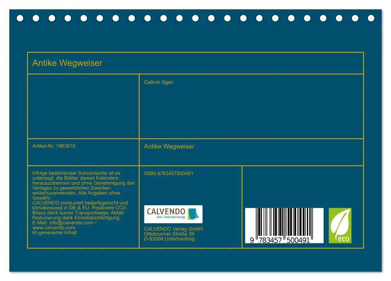 Bild: 9783457500491 | Antike Wegweiser (Tischkalender 2026 DIN A5 quer), CALVENDO...