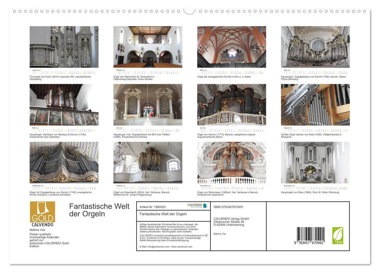 Bild: 9783457670491 | Fantastische Welt der Orgeln (hochwertiger Premium Wandkalender...
