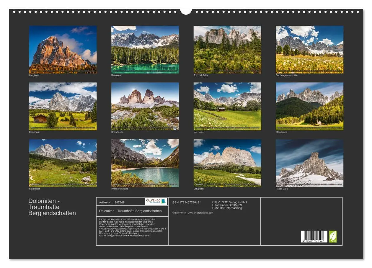 Bild: 9783457740491 | Dolomiten - Traumhafte Berglandschaften (Wandkalender 2026 DIN A2...