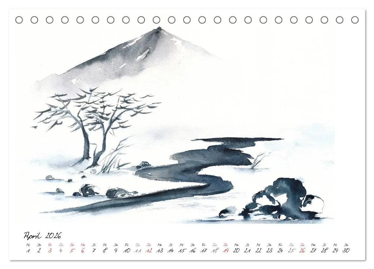 Bild: 9783516070491 | Asiatische Tuschmalerei (Tischkalender 2026 DIN A5 quer), CALVENDO...
