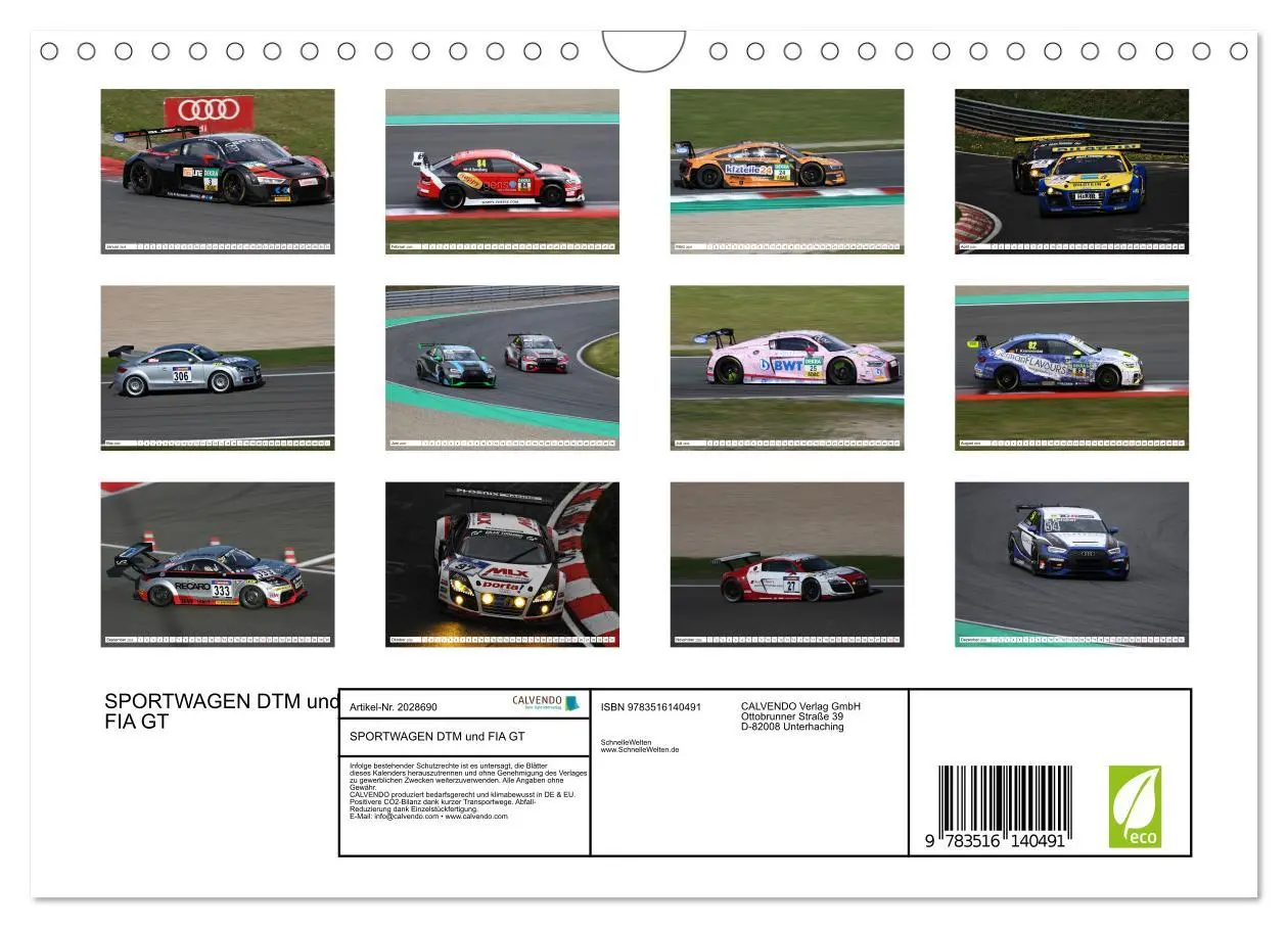 Bild: 9783516140491 | SPORTWAGEN DTM und FIA GT (Wandkalender 2026 DIN A4 quer), CALVENDO...