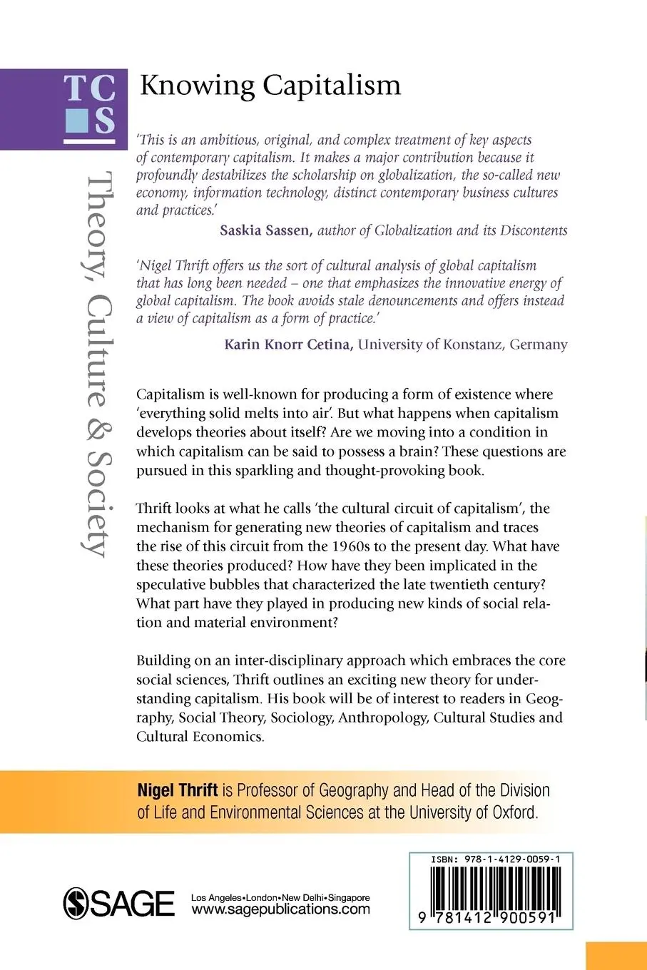Rückseite: 9781412900591 | Knowing Capitalism | Nigel Thrift (u. a.) | Taschenbuch | Englisch