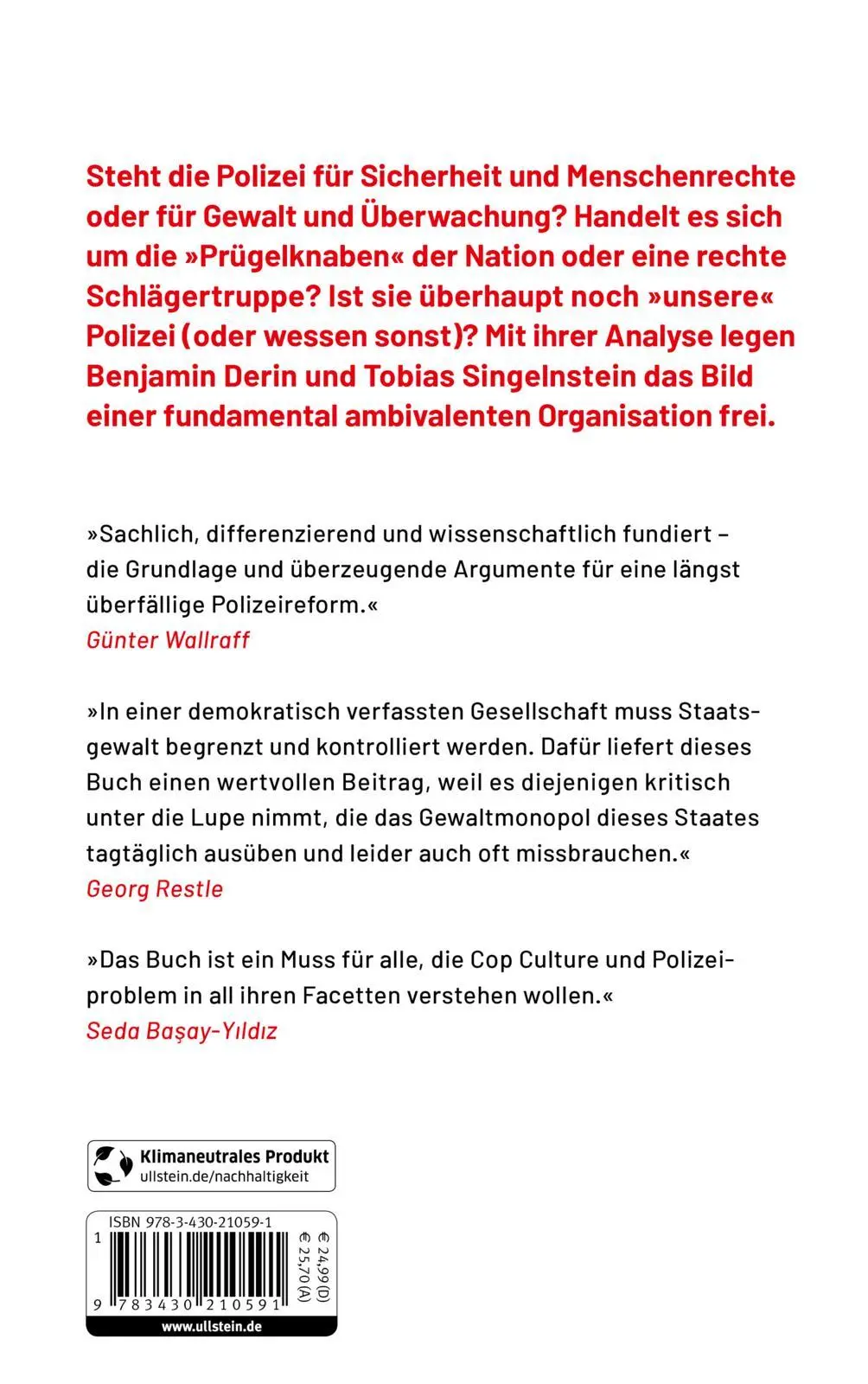 Rückseite: 9783430210591 | Die Polizei: Helfer, Gegner, Staatsgewalt | Benjamin Derin (u. a.)