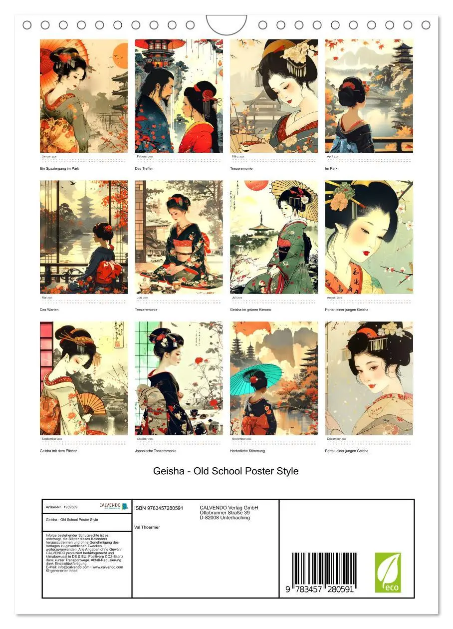 Bild: 9783457280591 | Geisha - Old School Poster Style (Wandkalender 2026 DIN A4 hoch),...
