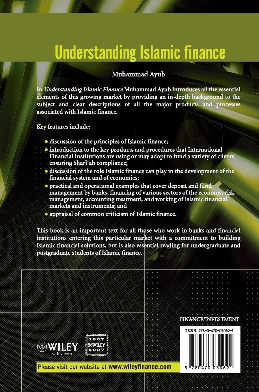 Rückseite: 9780470030691 | Understanding Islamic Finance | Muhammad Ayub | Buch | 352 S. | 2007