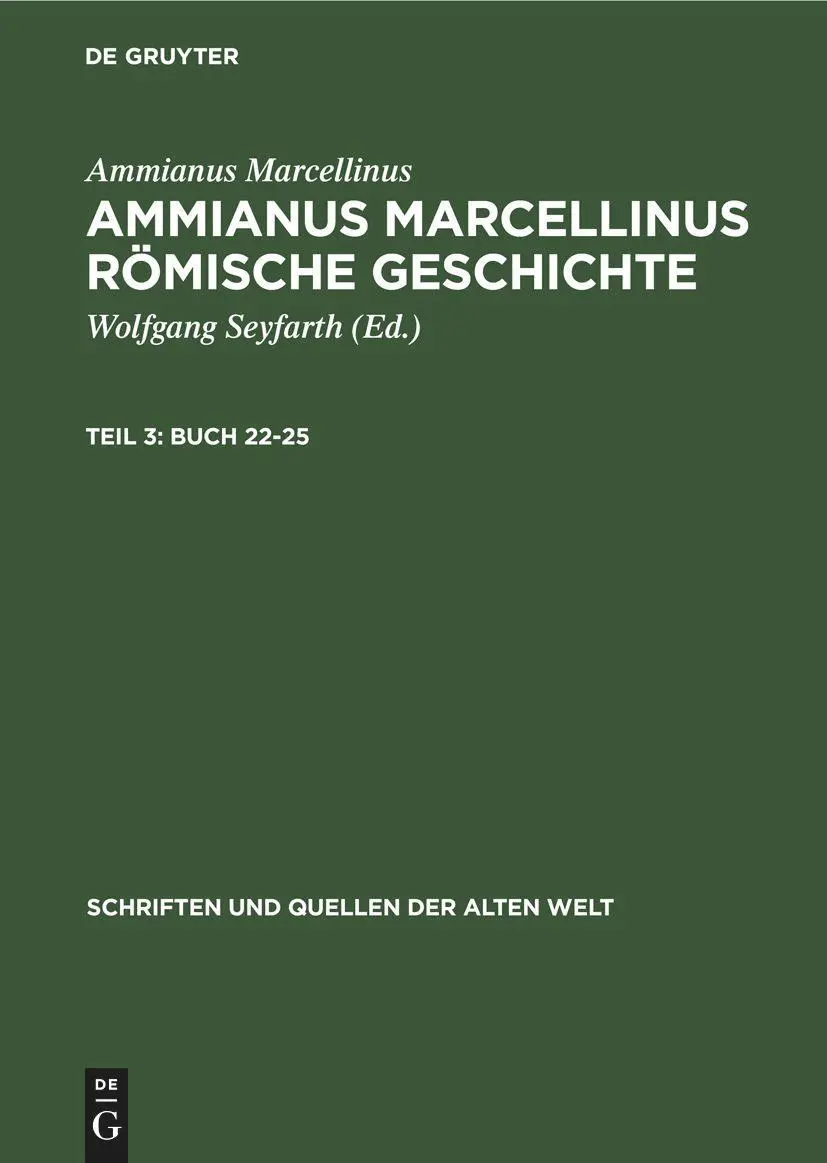Cover: 9783112650691 | Buch 22-25 | Ammianus Marcellinus | Buch | Deutsch | 1978 | De Gruyter