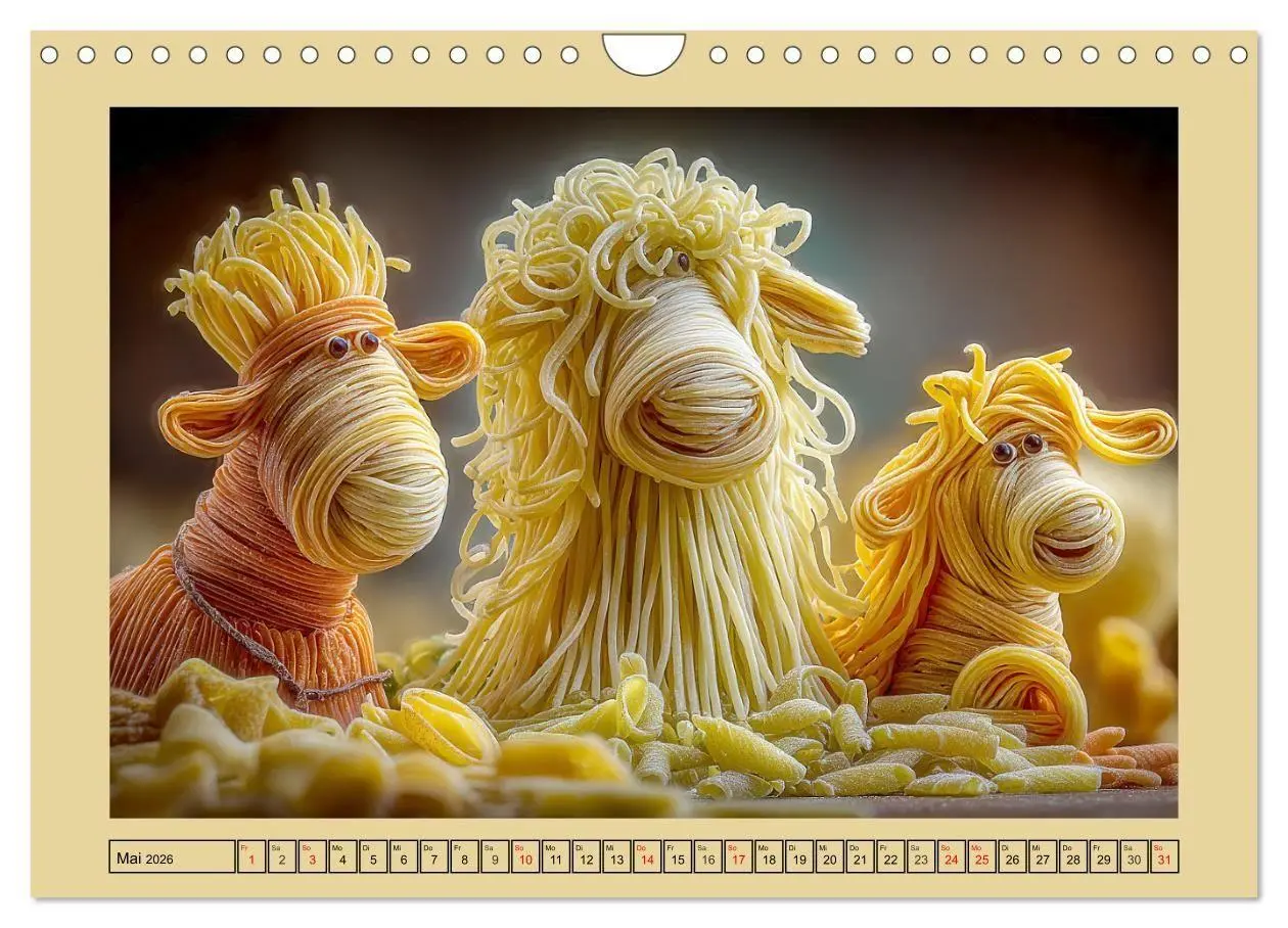 Bild: 9783516740691 | Auf dem Nudelhof. Spaghetti-Tiere zum Schmunzeln (Wandkalender 2026...