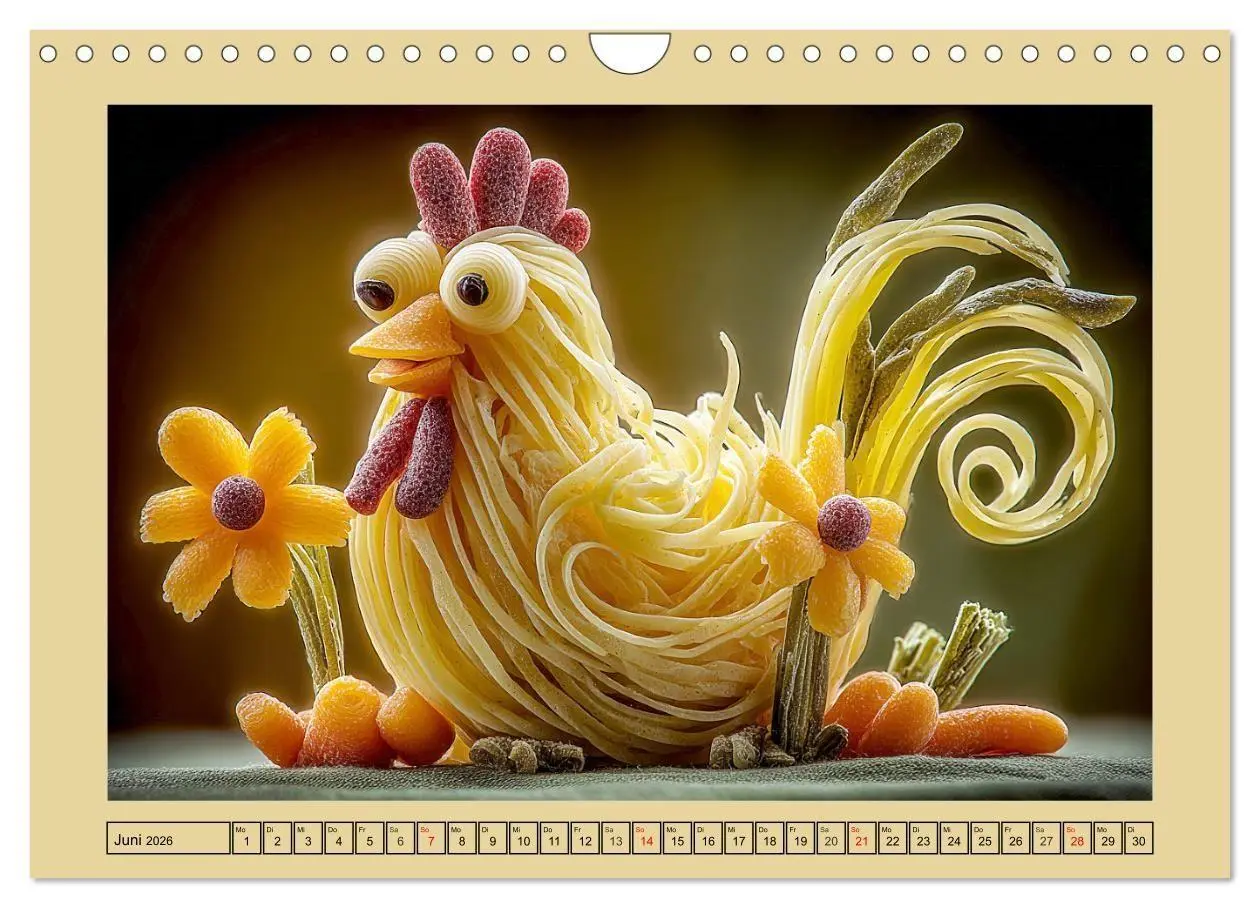 Bild: 9783516740691 | Auf dem Nudelhof. Spaghetti-Tiere zum Schmunzeln (Wandkalender 2026...