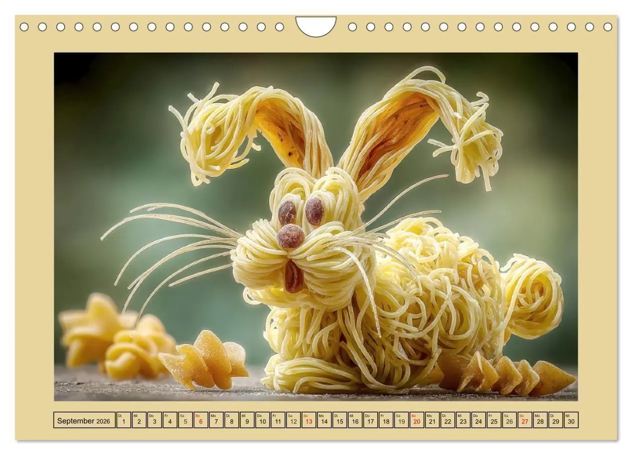 Bild: 9783516740691 | Auf dem Nudelhof. Spaghetti-Tiere zum Schmunzeln (Wandkalender 2026...