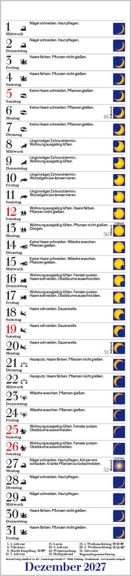 Bild: 9783819300691 | Mond-Langplaner 2027 | Verlag Korsch | Kalender | 13 S. | Deutsch
