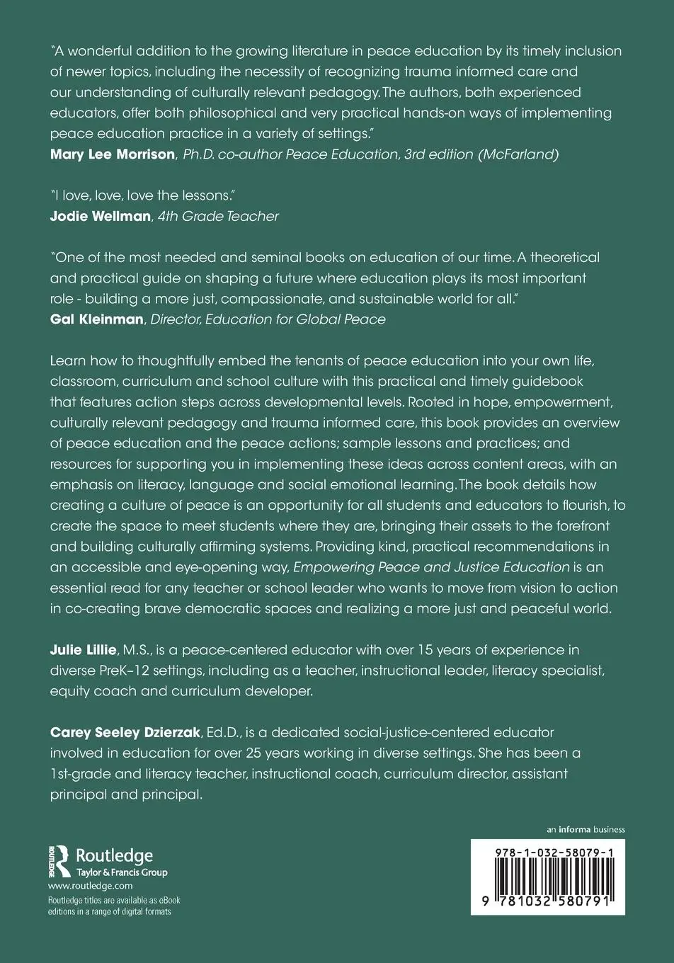 Rückseite: 9781032580791 | Empowering Peace and Justice Education | Carey Seeley Dzierzak (u. a.)