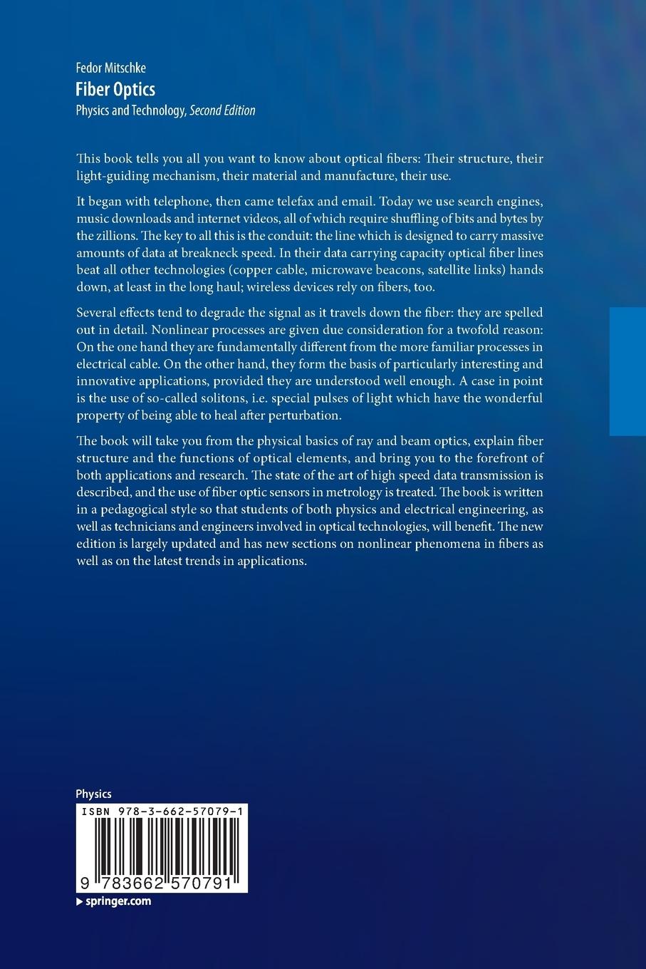 Rückseite: 9783662570791 | Fiber Optics | Physics and Technology | Fedor Mitschke | Taschenbuch