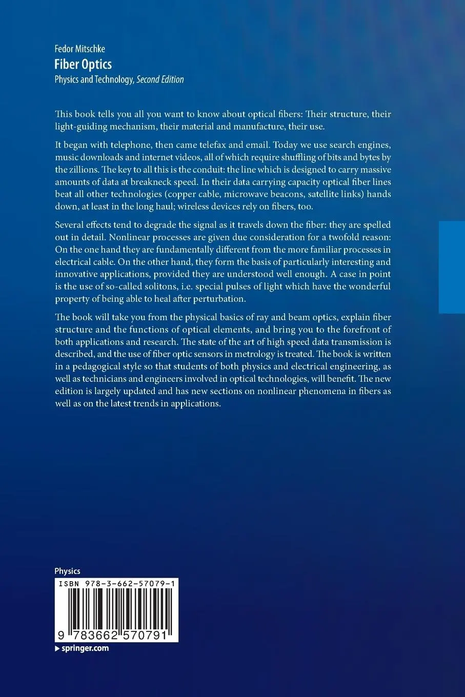 Rückseite: 9783662570791 | Fiber Optics | Physics and Technology | Fedor Mitschke | Taschenbuch