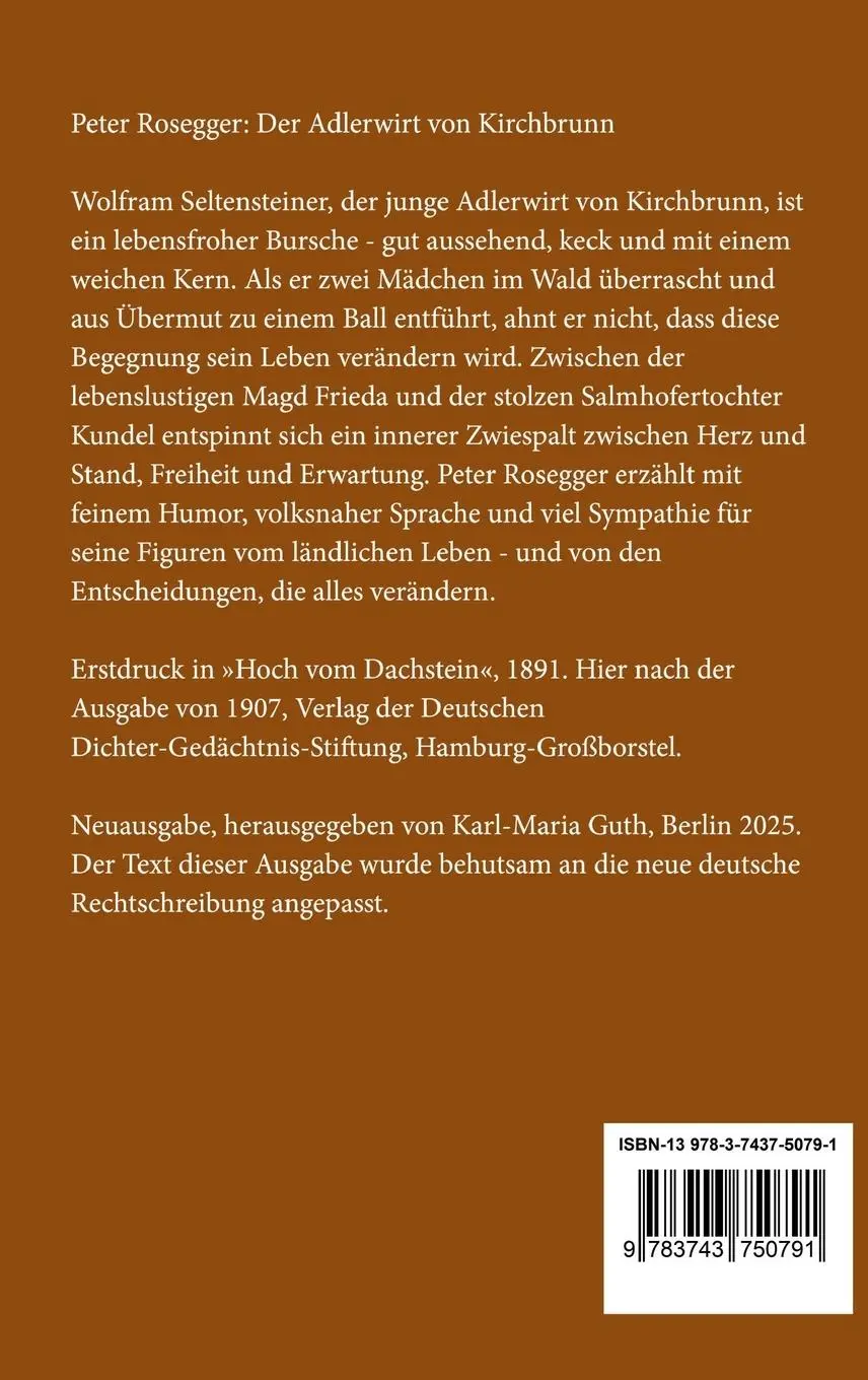 Rückseite: 9783743750791 | Der Adlerwirt von Kirchbrunn | Peter Rosegger | Buch | 84 S. | Deutsch