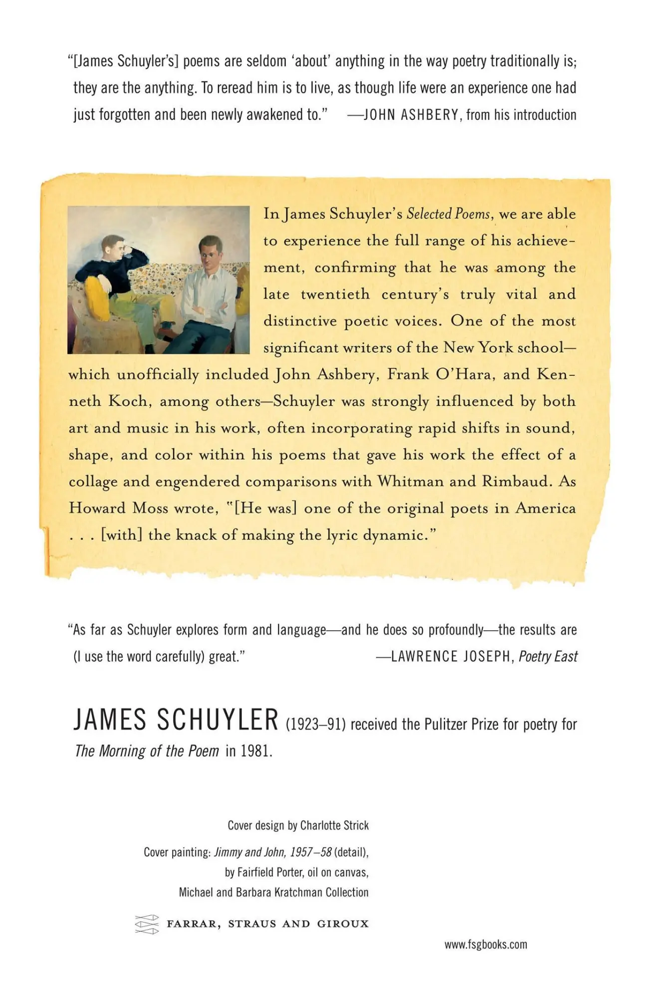 Rückseite: 9780374530891 | Selected Poems | James Schuyler | Taschenbuch | Englisch | 2007