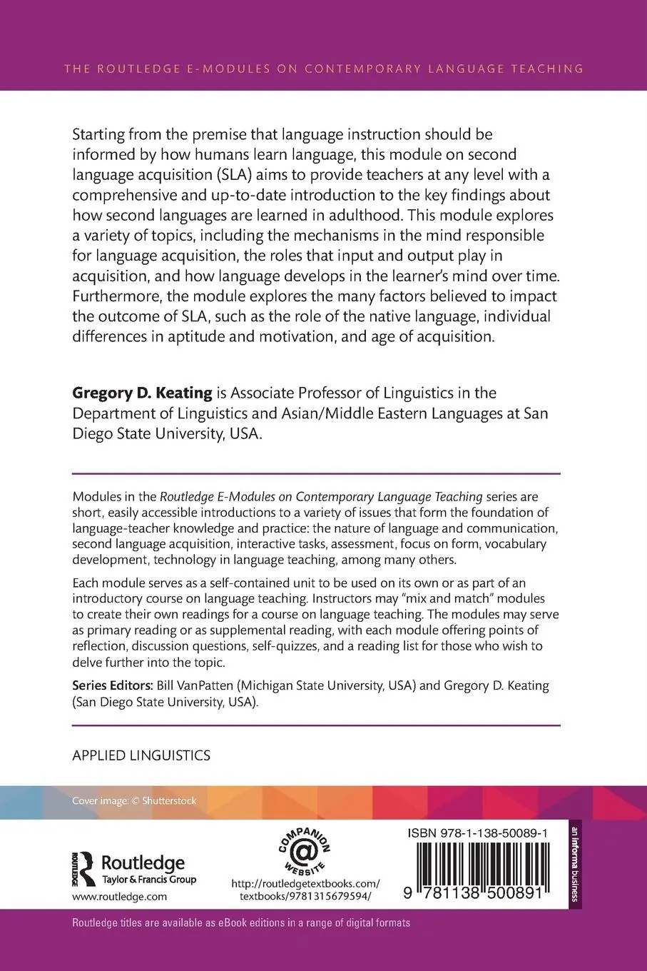 Rückseite: 9781138500891 | Second Language Acquisition | The Basics | Gregory D. Keating | Buch
