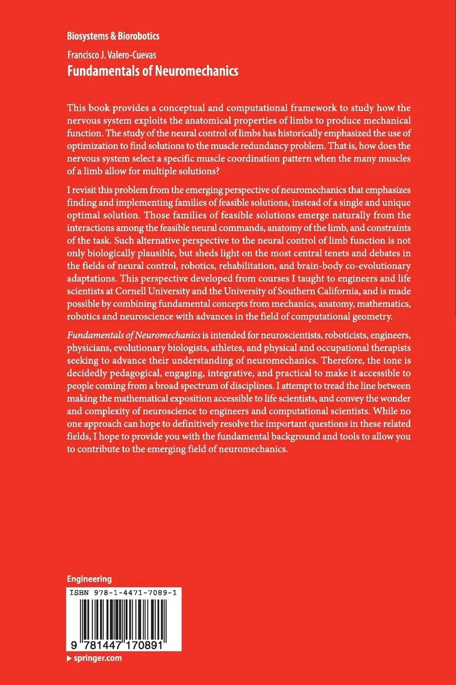 Rückseite: 9781447170891 | Fundamentals of Neuromechanics | Francisco J. Valero-Cuevas | Buch