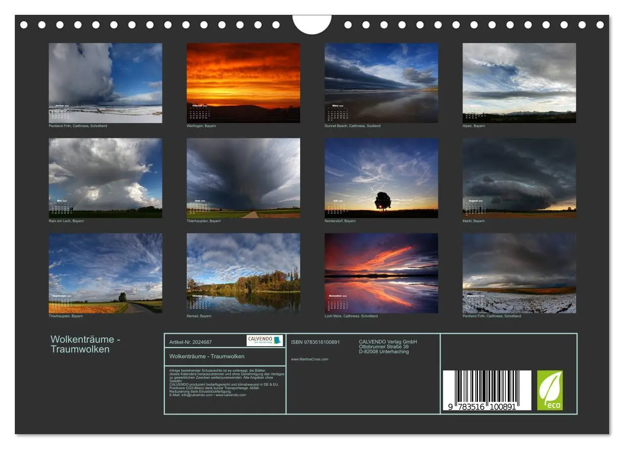 Bild: 9783516100891 | Wolkenträume - Traumwolken (Wandkalender 2026 DIN A4 quer),...