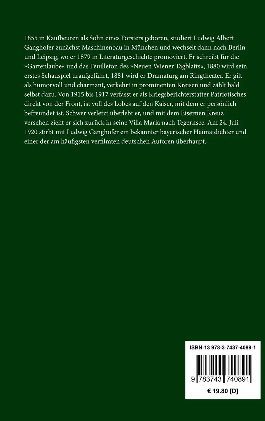 Rückseite: 9783743740891 | Heimkehr | Gedichte | Ludwig Ganghofer | Buch | 112 S. | Deutsch