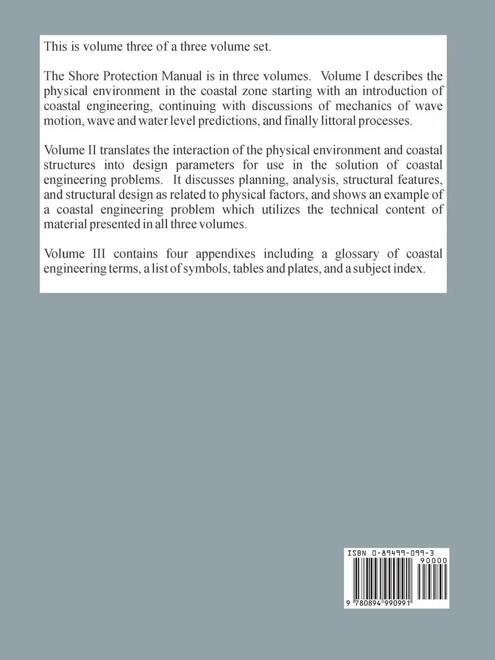 Rückseite: 9780894990991 | Shore Protection Manual (Volume Three) | Research | Taschenbuch | 2002