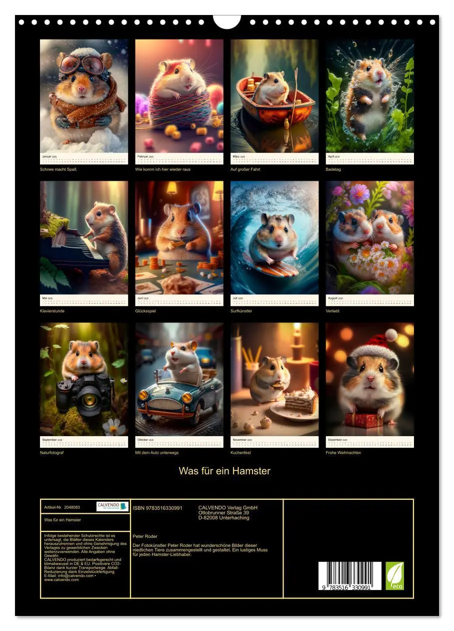 Bild: 9783516330991 | Was für ein Hamster (Wandkalender 2026 DIN A3 hoch), CALVENDO...