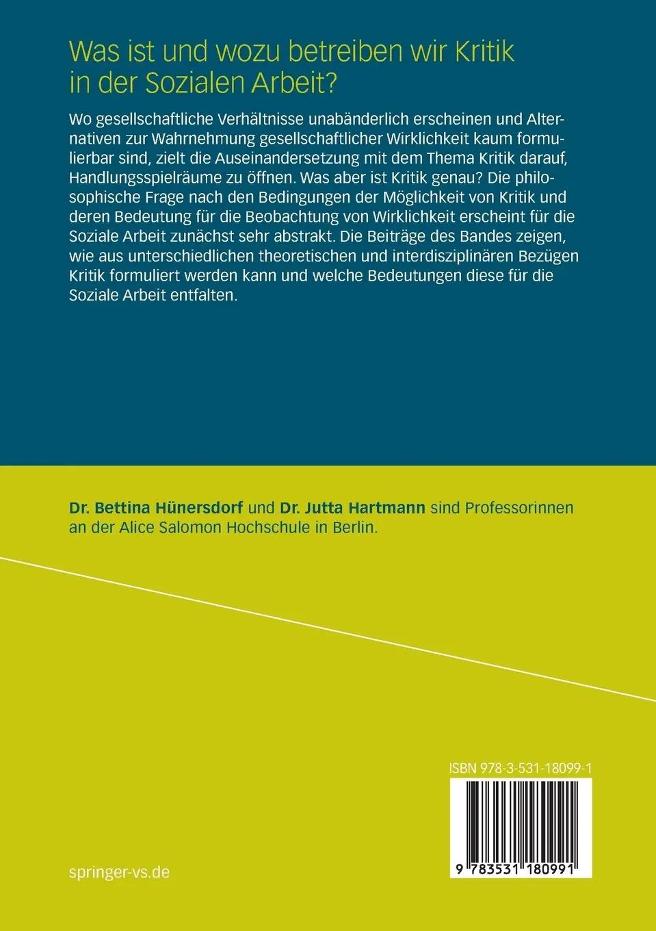 Rückseite: 9783531180991 | Was ist und wozu betreiben wir Kritik in der Sozialen Arbeit? | Buch