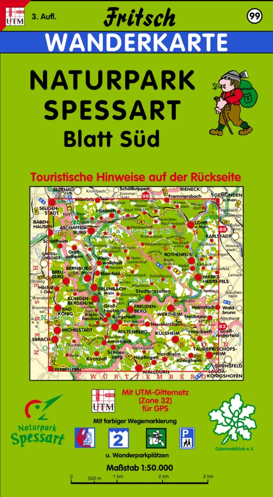 Cover: 9783861160991 | Fritsch Karte Naturpark Spessart, Blatt Süd | (Land-)Karte | Deutsch