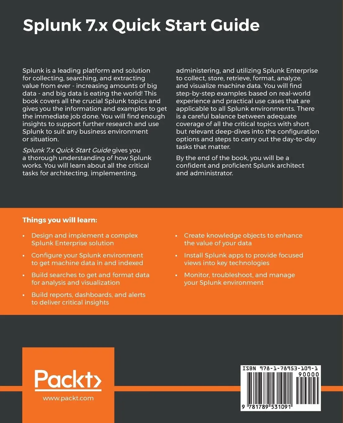 Rückseite: 9781789531091 | Splunk 7.x Quick Start Guide | James H. Baxter | Taschenbuch | 2018