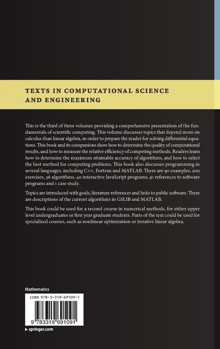 Rückseite: 9783319691091 | Scientific Computing | Vol. III - Approximation and Integration | Buch