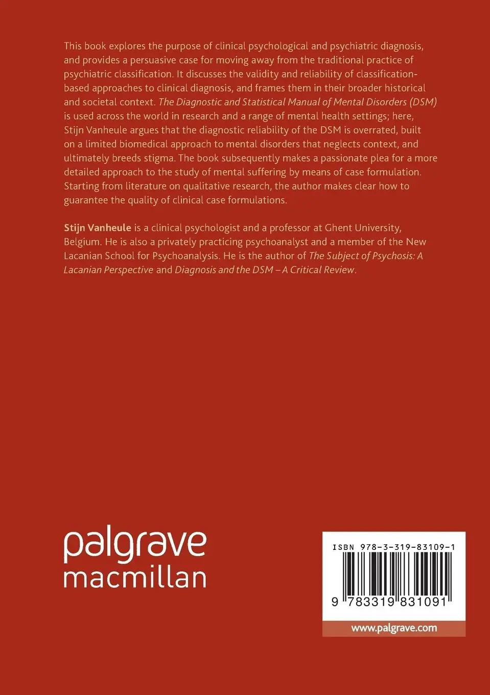 Rückseite: 9783319831091 | Psychiatric Diagnosis Revisited | Stijn Vanheule | Taschenbuch | xvi