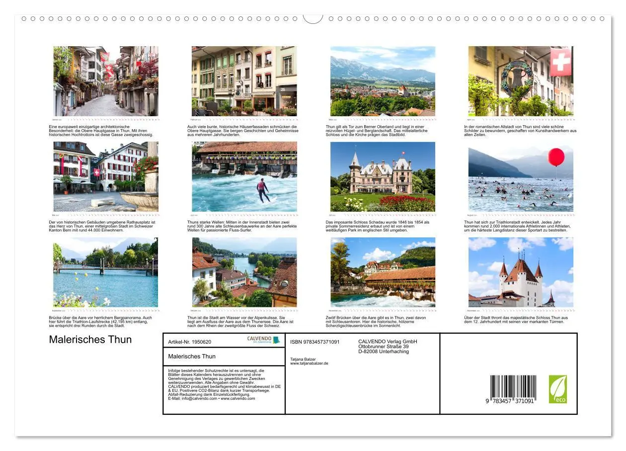 Bild: 9783457371091 | Malerisches Thun (hochwertiger Premium Wandkalender 2026 DIN A2...